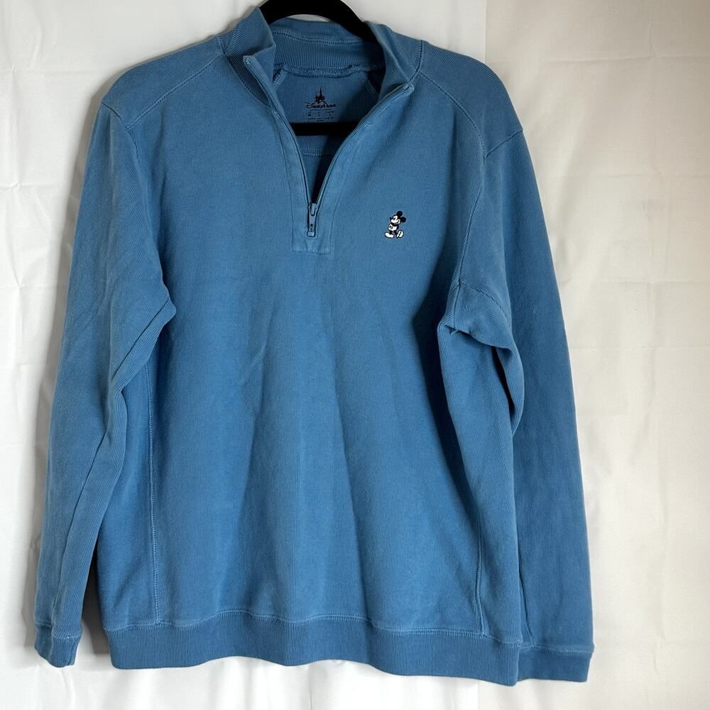 Disney Parks Quarter Zip Blue Pullover Size Medium Walt Disney Mickey Mouse High